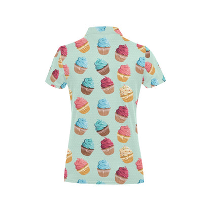 Cupcake Pattern Print Design 01 Women's Polo Shirt