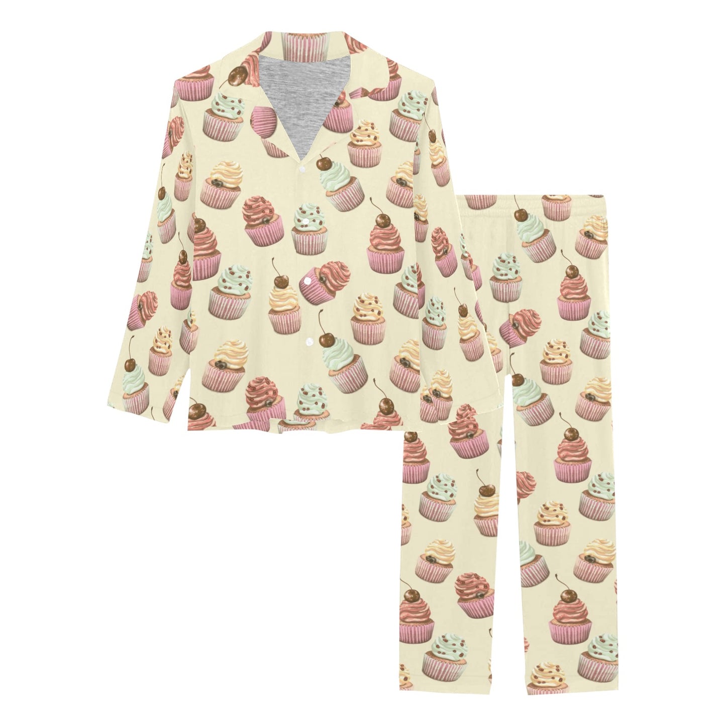 Cupcake Pattern Print Design 04 Women's Long Pajama Set