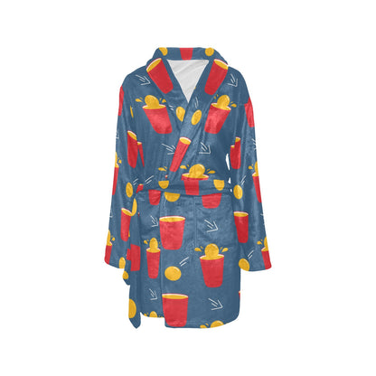 Beer Pong Pattern Print Design 02 Women's Fleece Robe