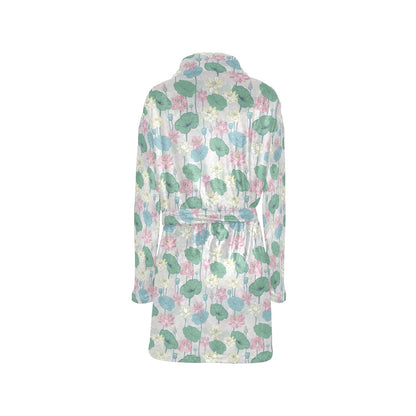 Water Lily Print Design LKS305 Women's Fleece Robe