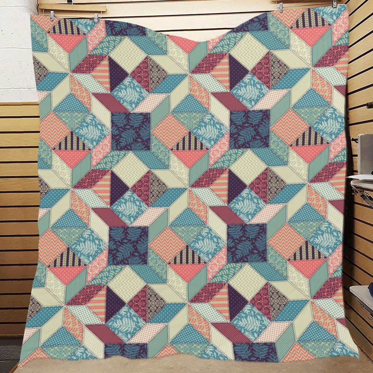 Patchwork Pattern Print Design 02 Premium Quilt