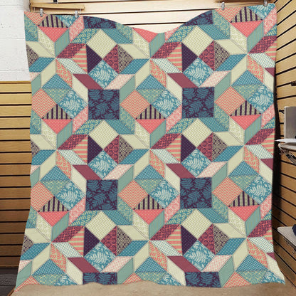 Patchwork Pattern Print Design 02 Premium Quilt