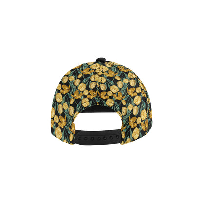 Elegant Yellow Tulip Print Snapback Cap