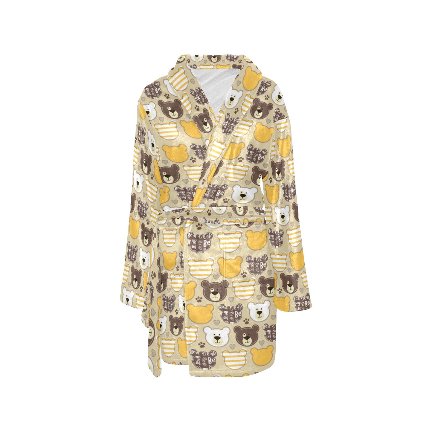 Bear PatchworkPattern Print Design 01 Women's Fleece Robe