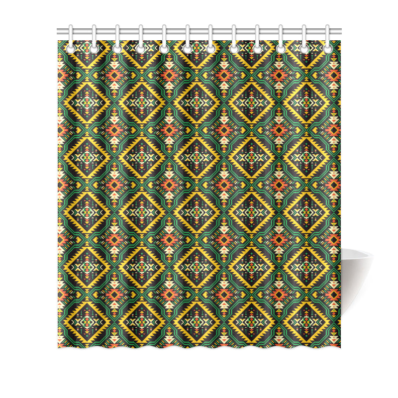 Kente Green Design African Print Shower Curtain
