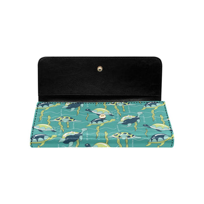 Sea Turtle Pattern Print Design T08 Women's Trifold Wallet