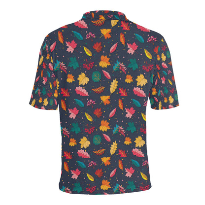 Elm Leave Colorful Print Pattern Men Polo Shirt