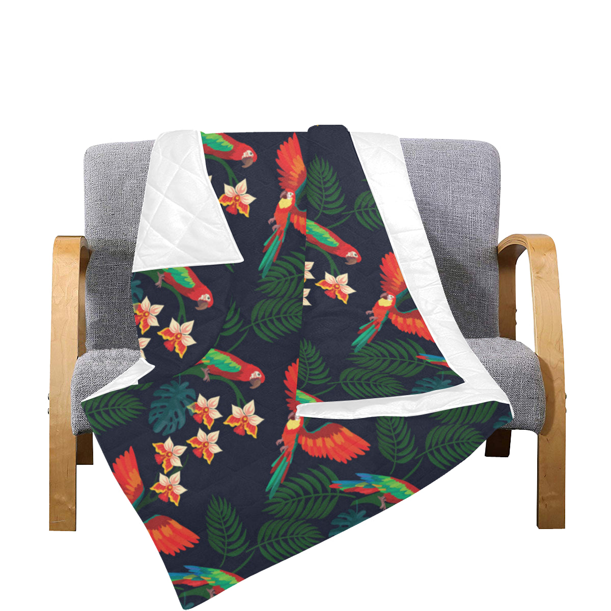 Macaw Pattern Print Design 02 Premium Quilt