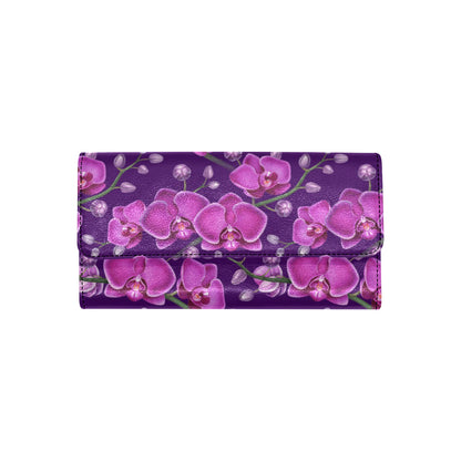 Orchid Pattern Print Design A03 Women's Trifold Wallet