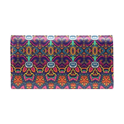 Ethnic Flower Style Print Pattern Women's Trifold Wallet
