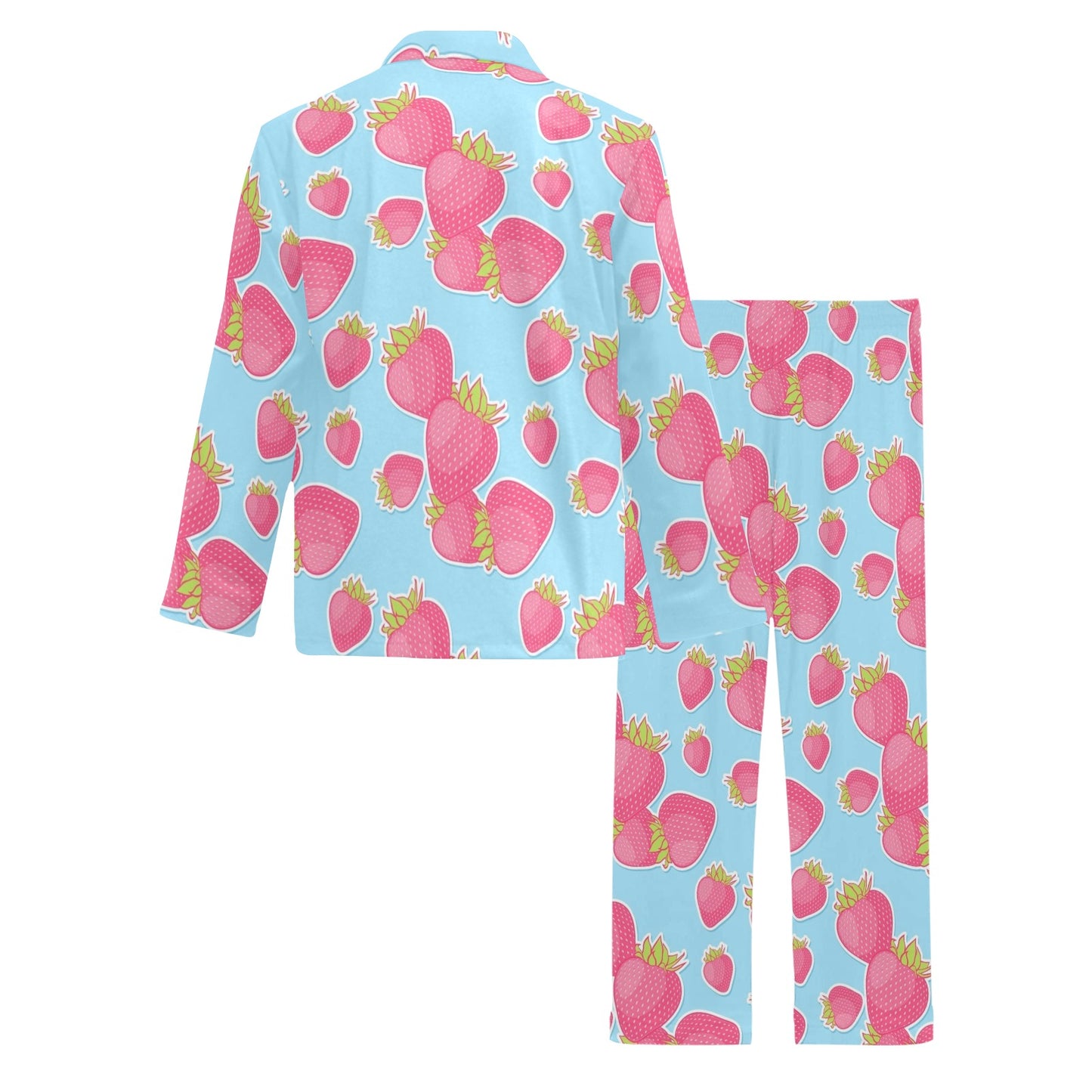 Strawberry Pattern Print Design SB04 Men's Long Pajama Set