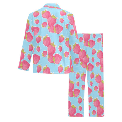 Strawberry Pattern Print Design SB04 Men's Long Pajama Set
