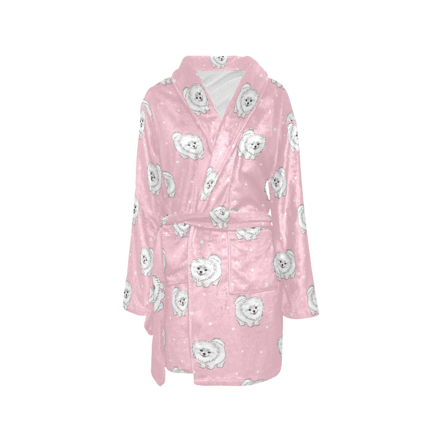 Pomeranians Pattern Print Design A02 Women's Fleece Robe