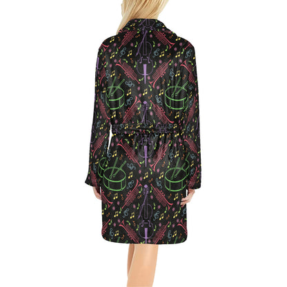 Cello Neon Pattern Print Design 02 Women's Fleece Robe