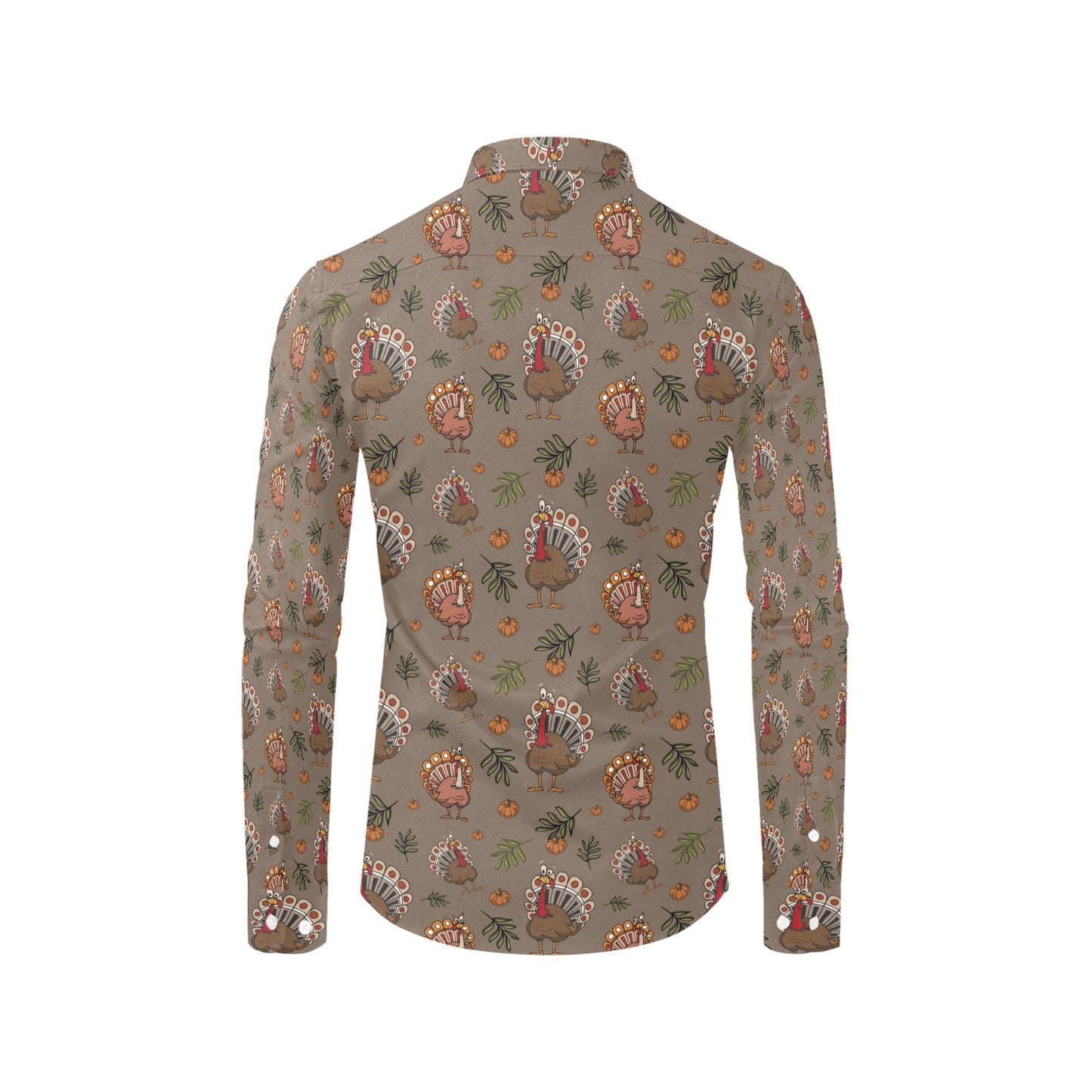 Thanksgiving Print Design LKS306 Men's Long Sleeve Dress Shirt