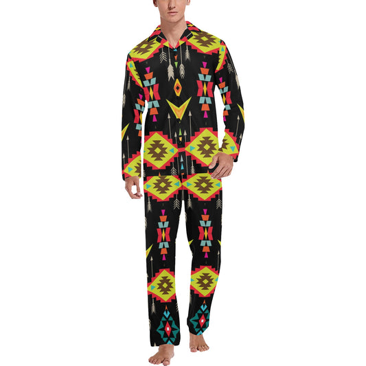 Native Pattern Print Design A05 Men's Long Pajama Set