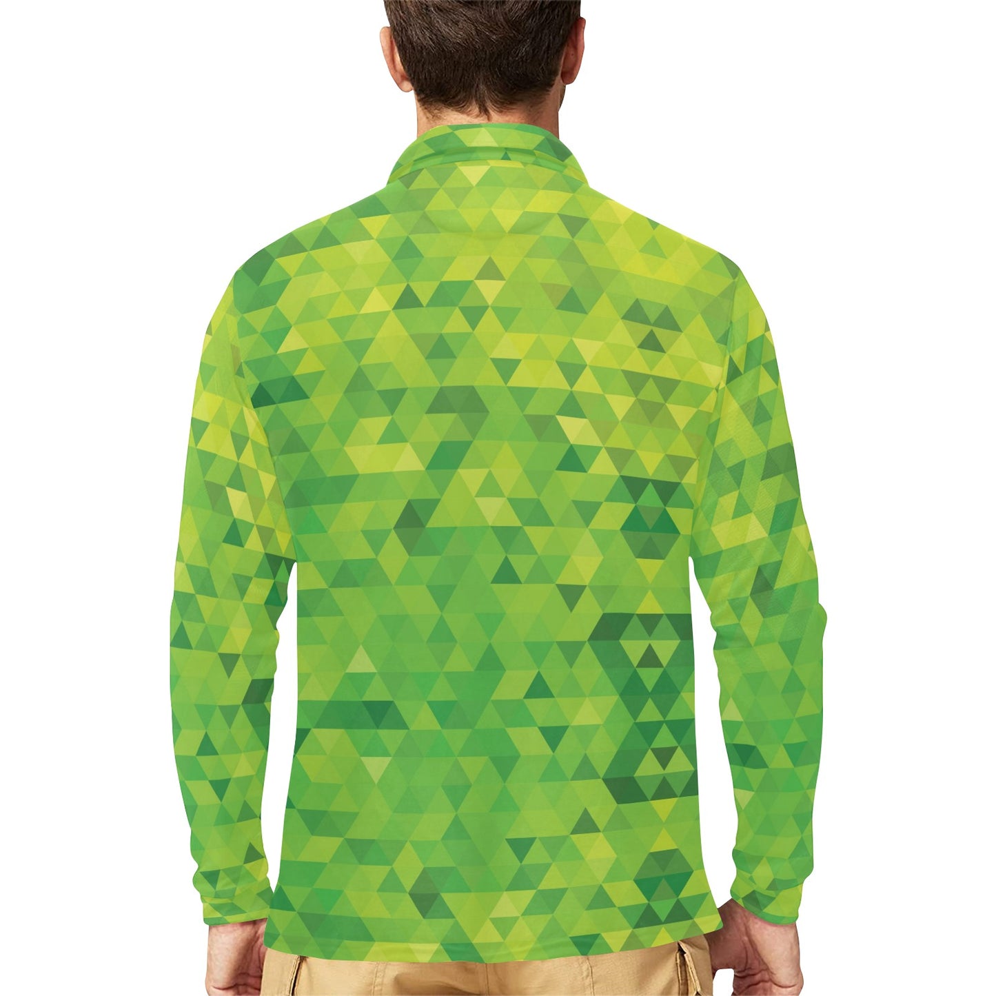 Geometric Print Design LKS402 Long Sleeve Polo Shirt For Men's