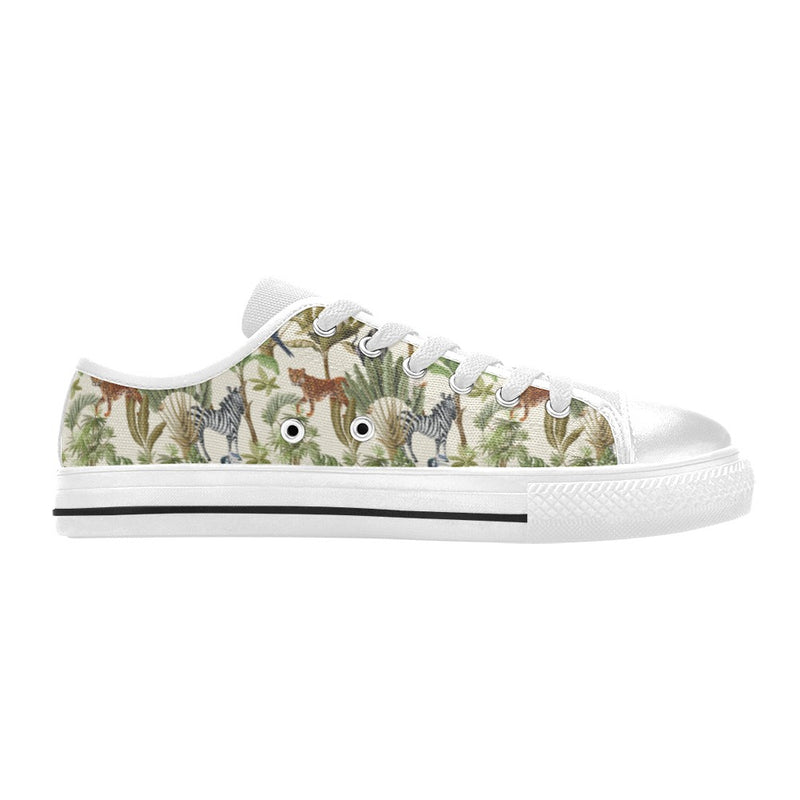 Safari Animal Print Design LKS304 Women's White Low Top Shoes