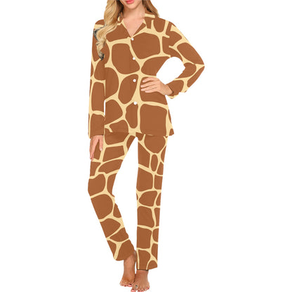Giraffe Texture Print Women's Long Pajama Set