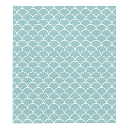 Scales Teal Pattern Print Design 02 Premium Quilt