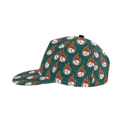 Baseball Fire Print Pattern Snapback Cap