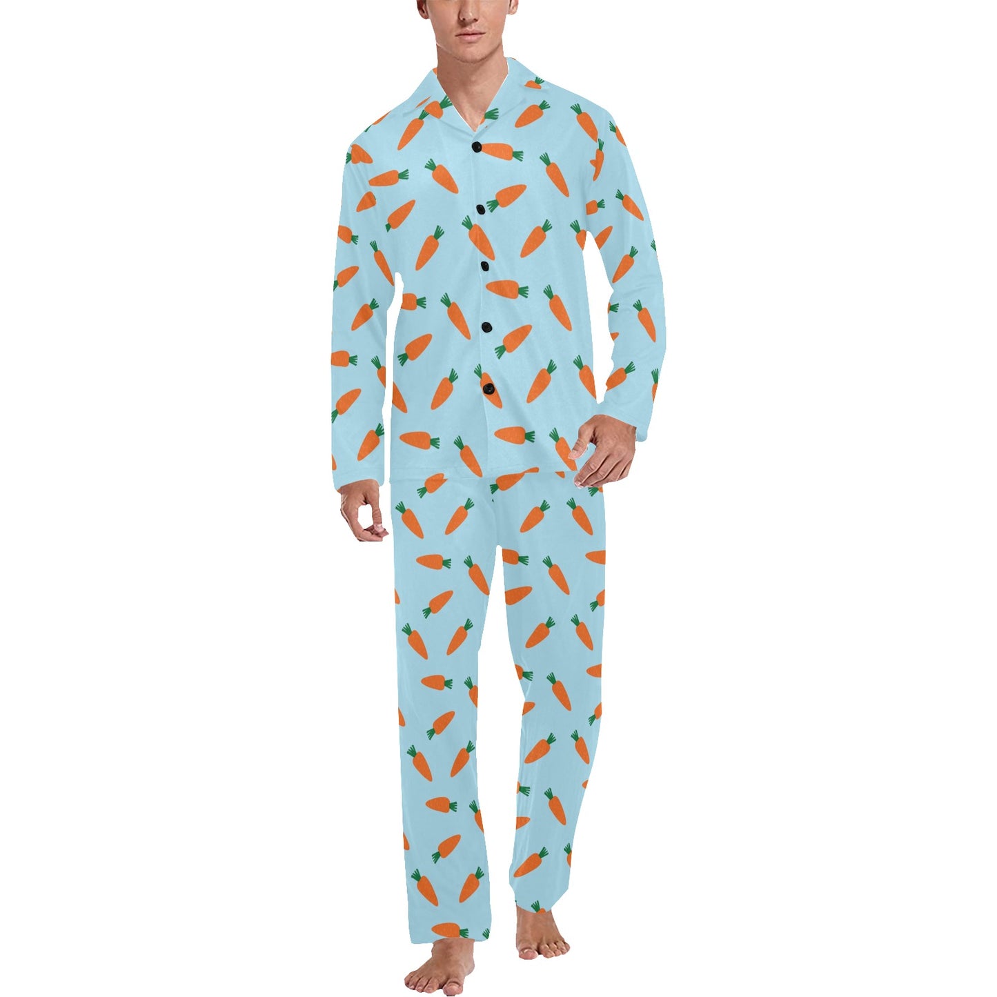 Carrot Pattern Print Design 03 Men's Long Pajama Set