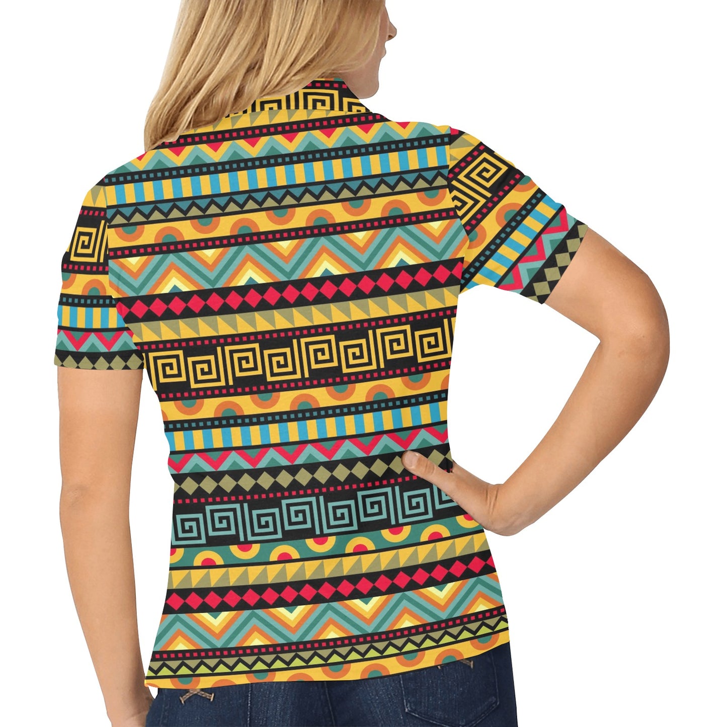 African Pattern Print Design 03 Women's Polo Shirt