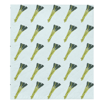 Leek Pattern Print Design 03 Premium Quilt