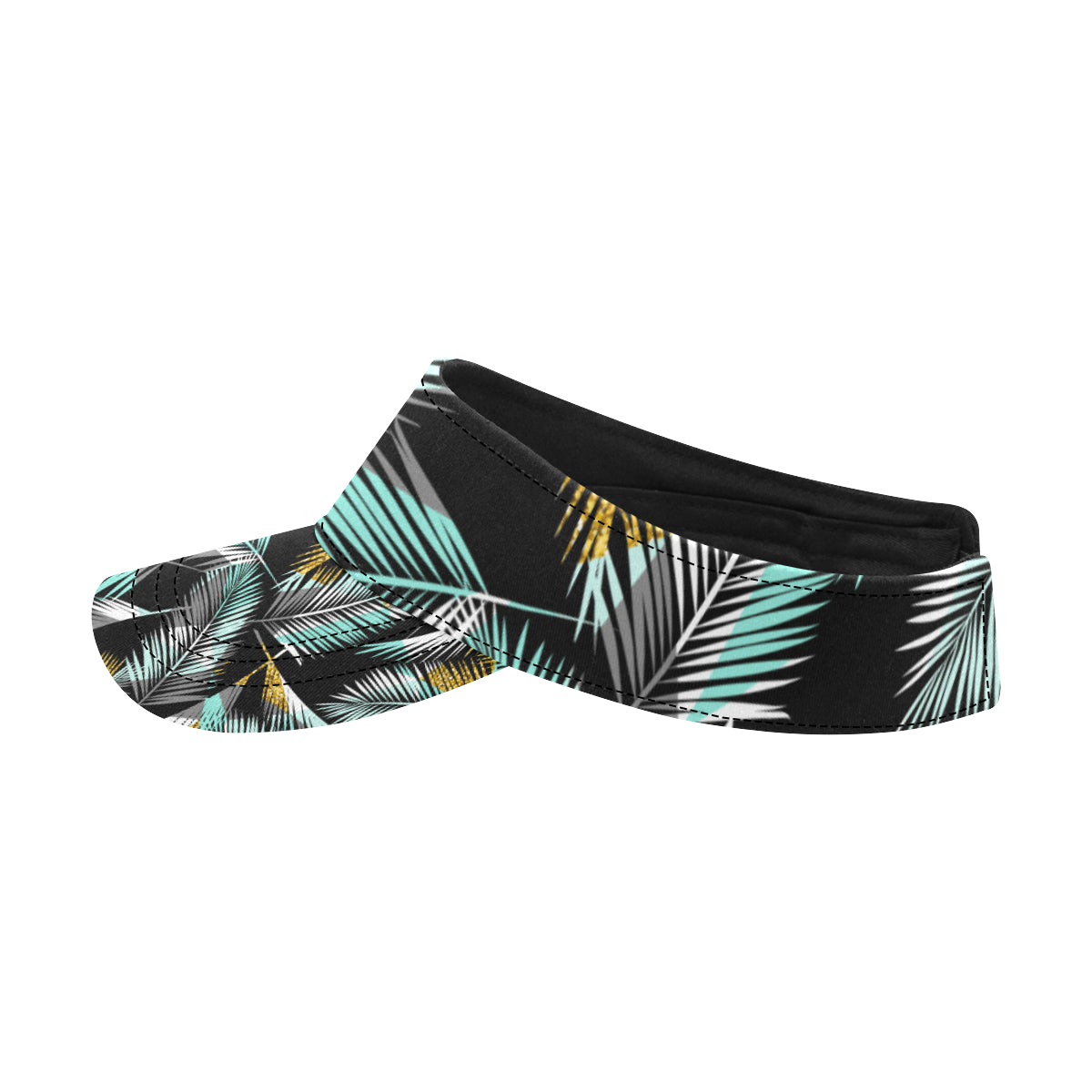 Gold Glitter Cyan Tropical Palm Leaves Unisex Sun Visor