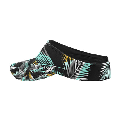 Gold Glitter Cyan Tropical Palm Leaves Unisex Sun Visor