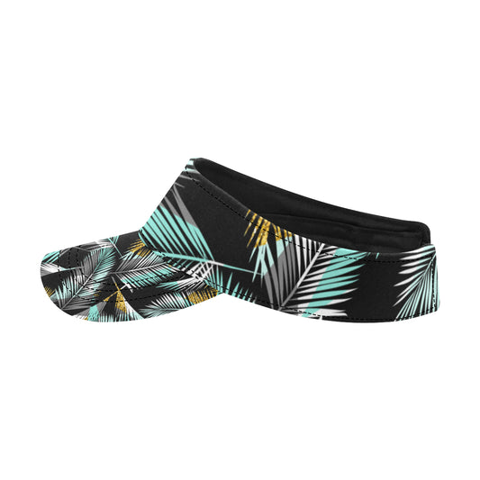 Gold Glitter Cyan Tropical Palm Leaves Unisex Sun Visor