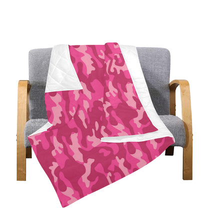 Camo Pink Pattern Print Design 01 Premium Quilt