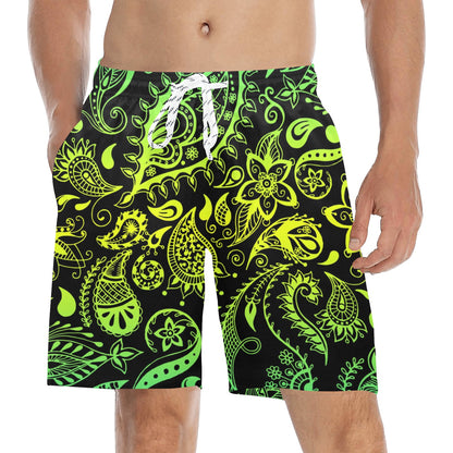 Paisley Green Design Print Men's Swim Trunks Beach Shorts