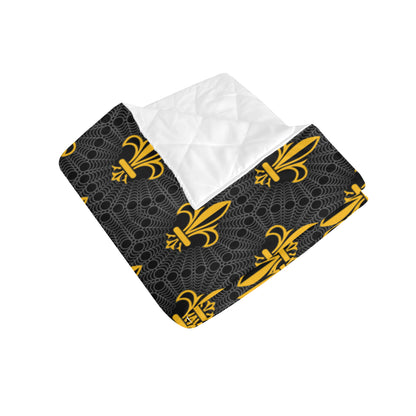 Fleur De Lis Gold Pattern Print Design 01 Premium Quilt