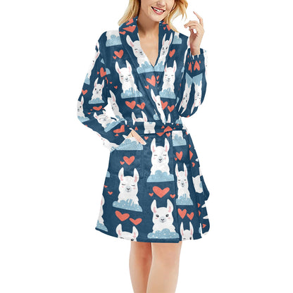 Alpaca Love Pattern Print Design 05 Women's Fleece Robe