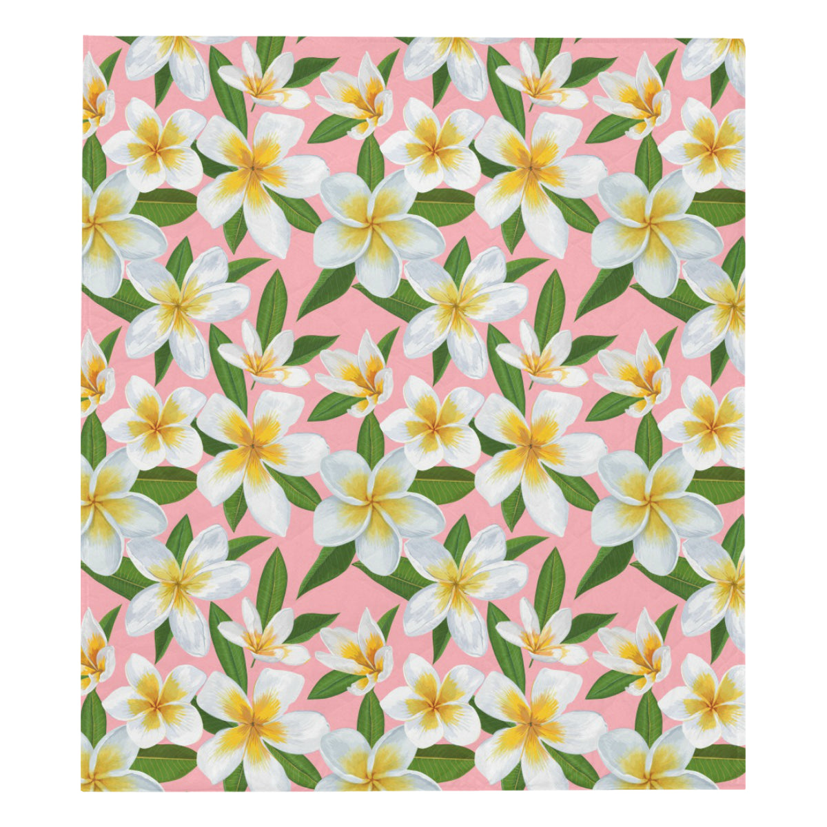 White Plumeria Pattern Print Design PM011 Premium Quilt