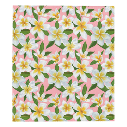 White Plumeria Pattern Print Design PM011 Premium Quilt