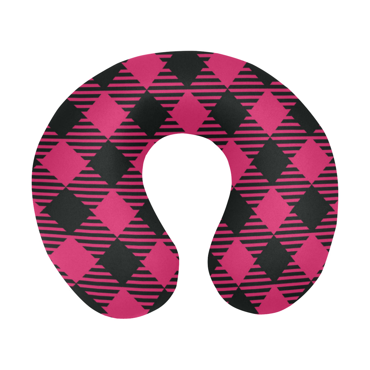 Buffalo check Pink Pattern Print Design 01 U-Shaped Travel Neck Pillow