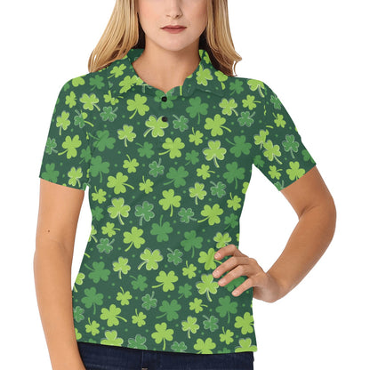 Clover Pattern Print Design 02 Women's Polo Shirt