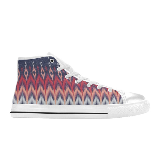 Ikat Print Design LKS401 Men's High Top Canvas Shoes