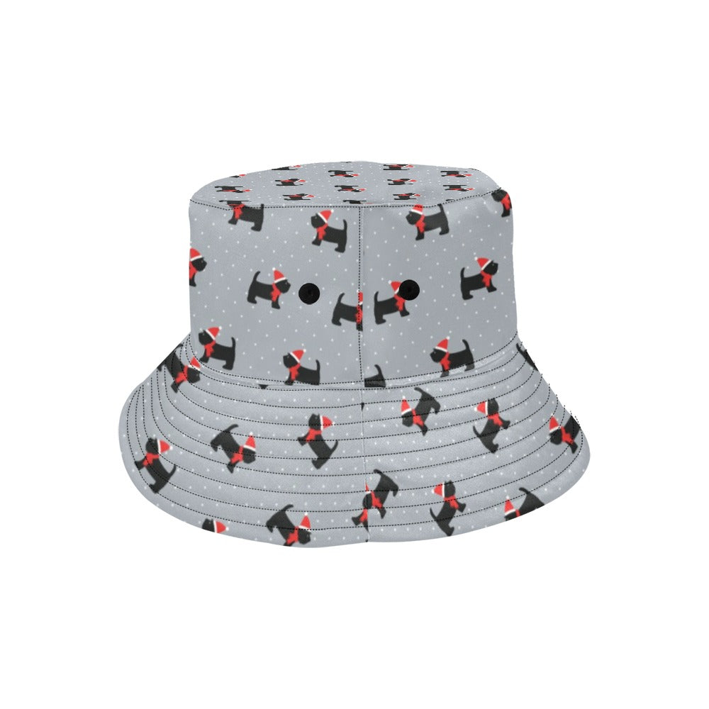 Scottish Christmas Themed Terriers Print Design LKS3018 Unisex Bucket Hat