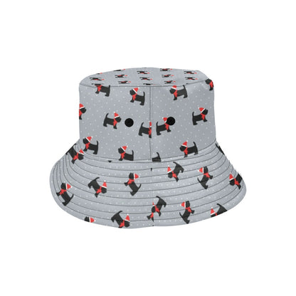 Scottish Christmas Themed Terriers Print Design LKS3018 Unisex Bucket Hat