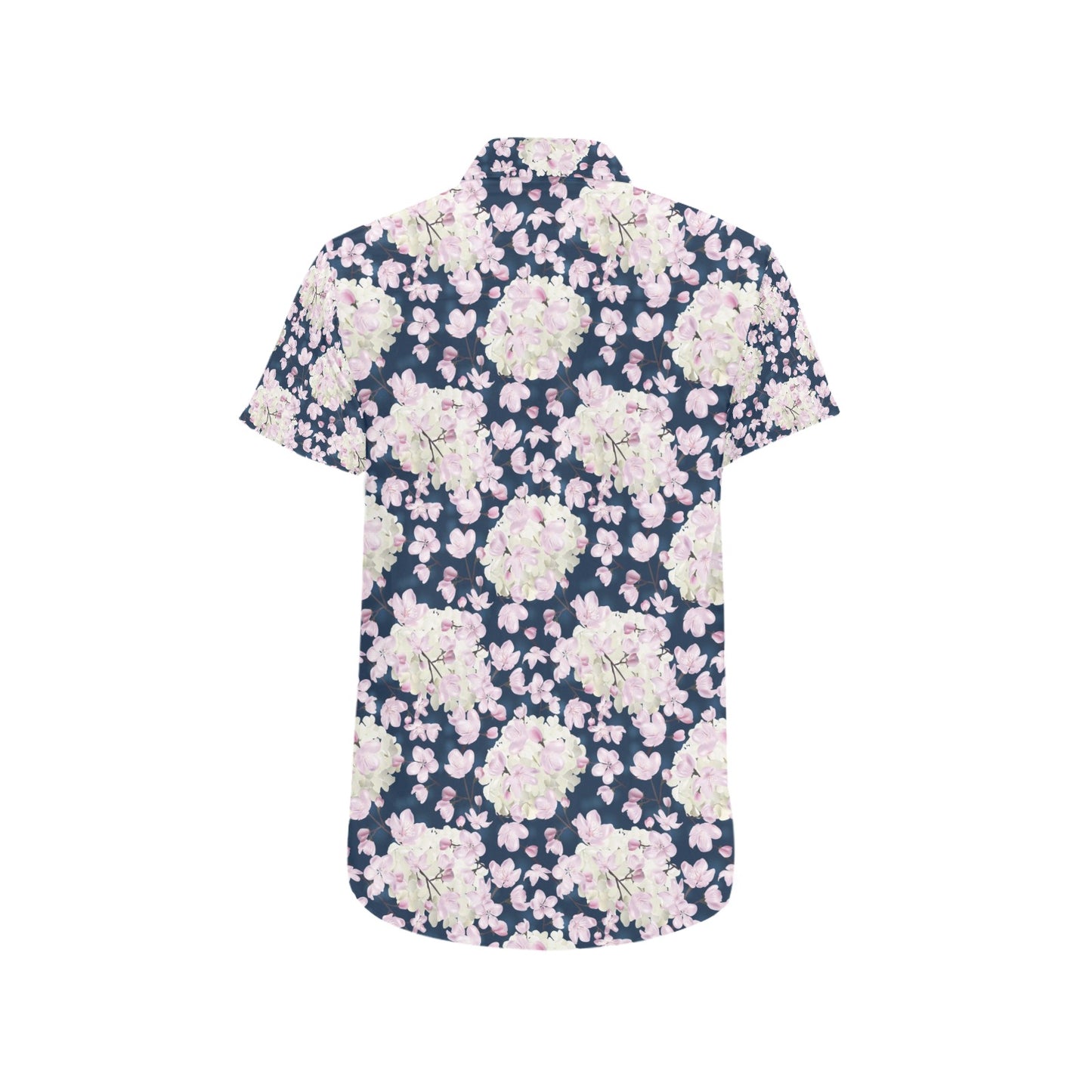 Sakura Print Design LKS305 Men Short Sleeve Button Up Shirt