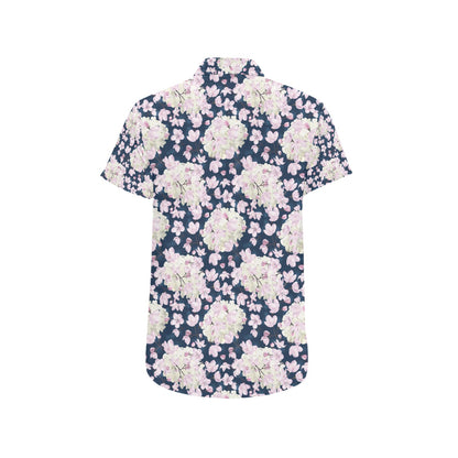 Sakura Print Design LKS305 Men Short Sleeve Button Up Shirt