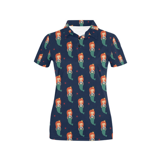 Mermaid Girl Pattern Print Design 01 Women's Polo Shirt