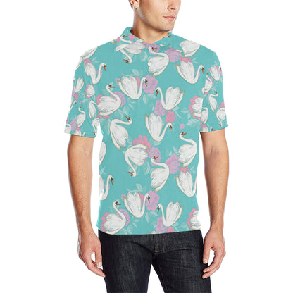 Swan Pattern Print Design 03 Men Polo Shirt