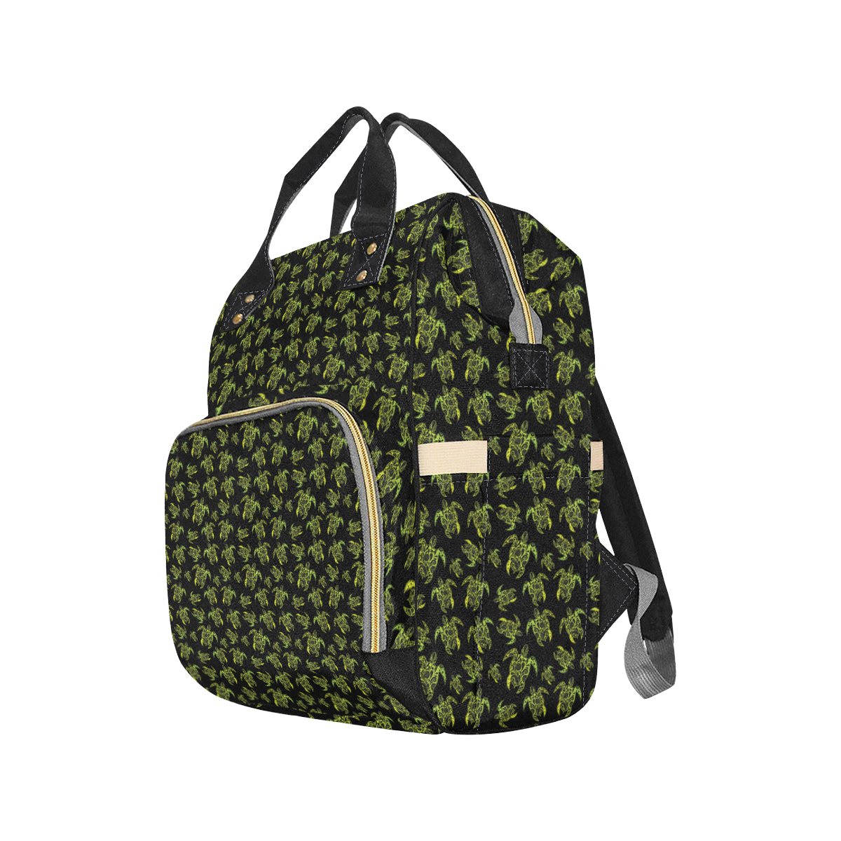 Green Tribal Turtle Polynesian Themed Diaper Bag Backpack