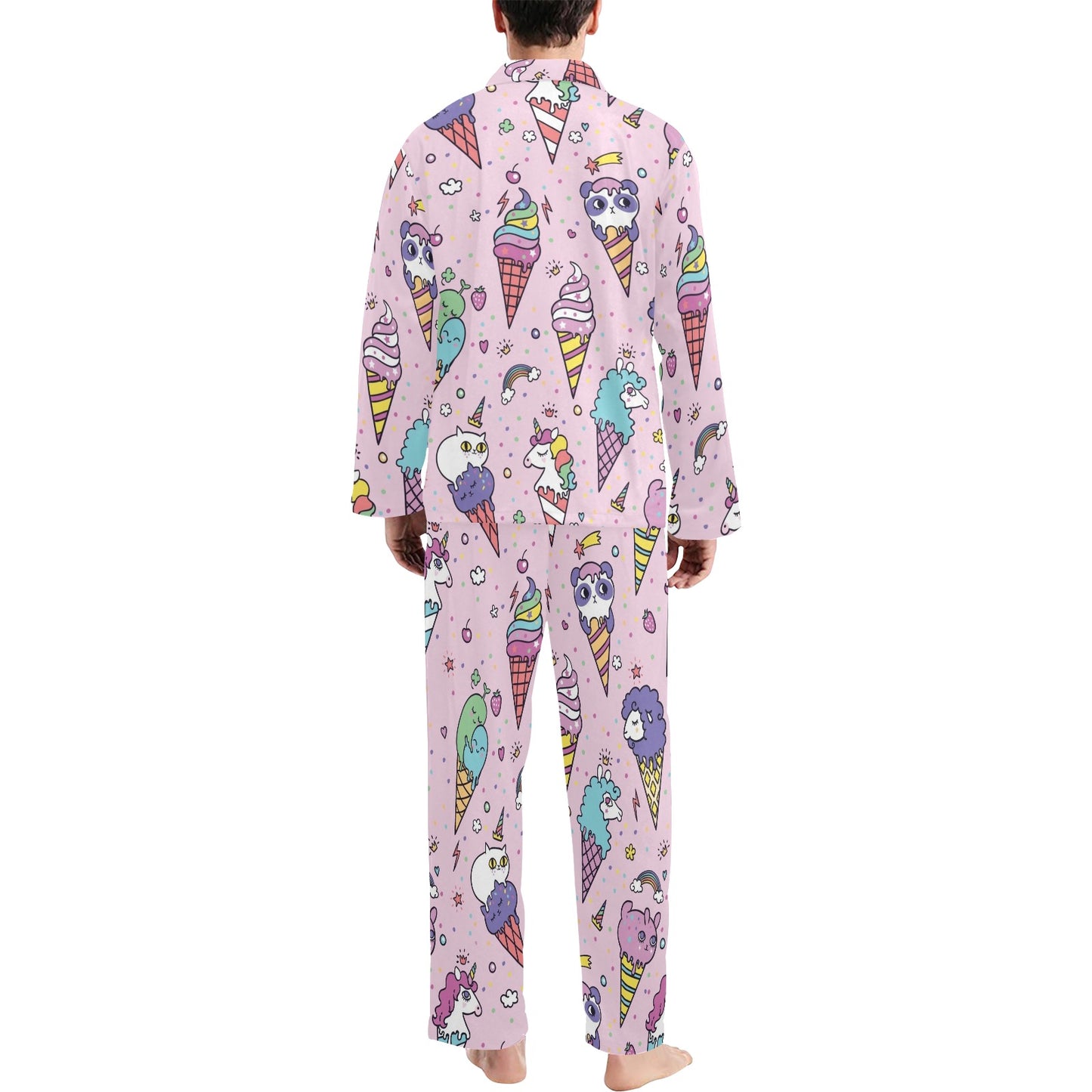 Ice Cream Pattern Print Design IC05 Men's Long Pajama Set