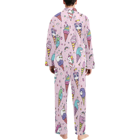 Ice Cream Pattern Print Design IC05 Men's Long Pajama Set