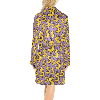 Dollar Pattern Print Design DO01 Women's Fleece Robe